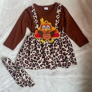 Baby girl Thanksgiving turkey fall dress. Size 18-24M